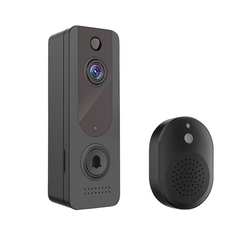 EUNEWR WLAN Video Türklingel mit Kamera, 1080P HD Kabellose Video Doorbell mit Gong ung Akku, 2,4GHz WiFi Smarte Türklingel mit PIR Personenerkennungsalarme, 2-Wege-Audio, Fernzugriff von EUNEWR