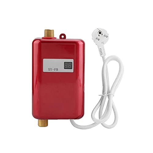 Mini Durchlauferhitzer, 3800W Elektrische Durchlauferhitzer Küche mit Digitaler Bildschirm, Mini Durchlauferhitzer Elektrisch für Bad Küche (Rot) von EUNEWR