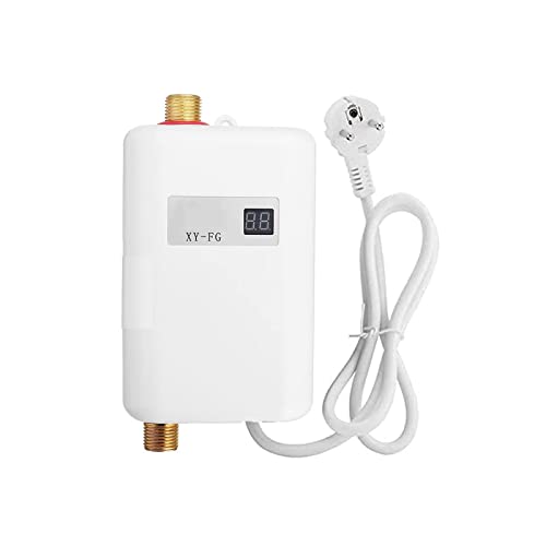 Mini Durchlauferhitzer, 3800W Elektrische Durchlauferhitzer Küche mit Digitaler Bildschirm, Mini Durchlauferhitzer Elektrisch für Bad Küche (Weiß) von EUNEWR