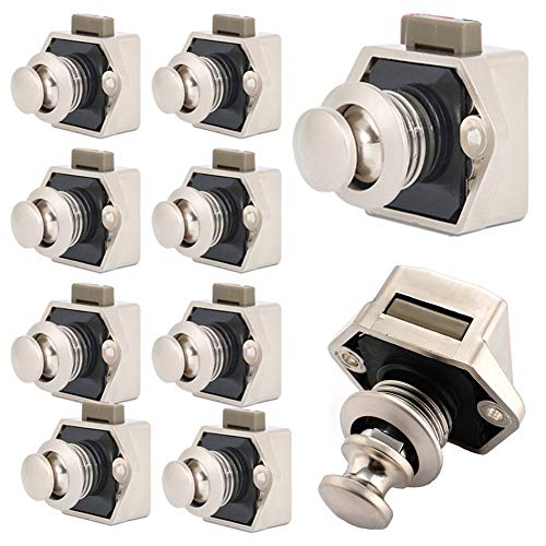 EUNEWR Push Button Catch Door Lock, 10 Stück keyless-Schrank Pull Lock Tragbar Metall Push Button für RV-Schubladenschrank Wohnmobile,Yachten,Camping Caravan Boote Druckknöpfe Metall von EUNEWR