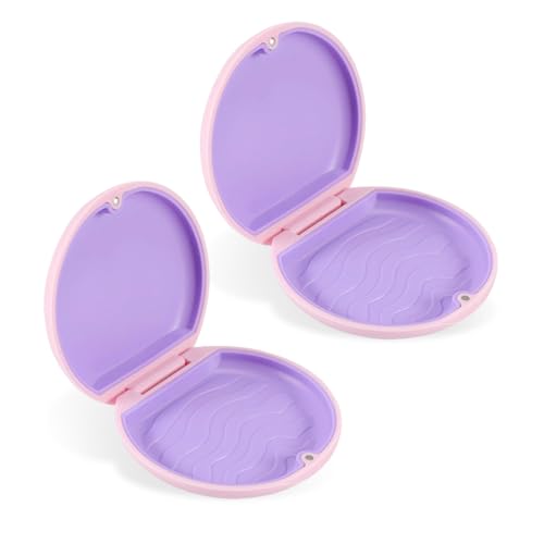 EUPSIIU 2 Stücke Zahnspangendose, Retainer Case, Gebissdose, Mouth Guard Case, Zahnprothesen Behälter, Teeth Aligner Case, Spangendose, Prothesendose für Zahnspangen oder Zahnersatz Aufbewahren (Rosa) von EUPSIIU