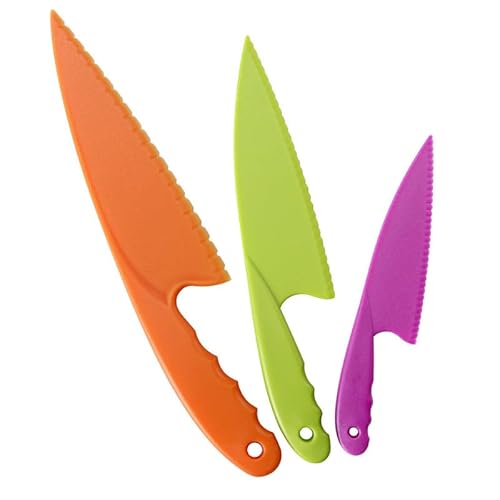 EUPSIIU 6 Teiliges Kinderküchenmesser Set, Kinder Sicherheit Kochmesser Küchenmesser Set, Zum Schneiden und Kochen von Obst Oder Gemüse, für Blattsalat, Kuchen, Salat, Gemüse, Brot (Bunt) von EUPSIIU