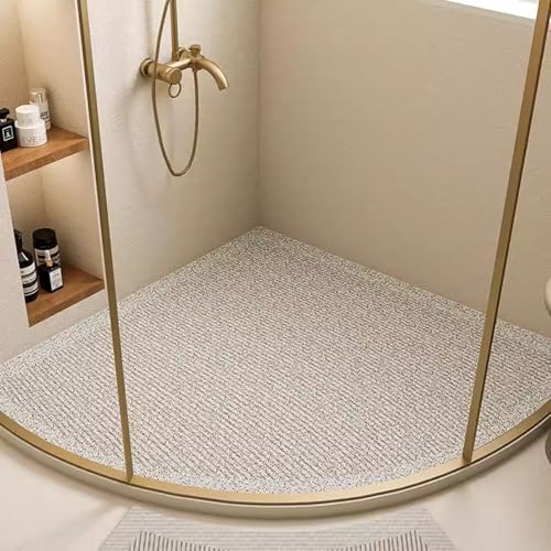 Duschmatte Dreieckig, Duschmatte Dreieckig für Eckdusche, Komfortabel Duschmatte Rutschfest Halbrund, PVC-Luffa Badematte Halbrund mit AblauflöChern Sicherheits, Schnell Trocknend,D,65x65cm(26x26inch) von EUPXRHY