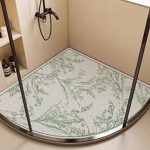 Duschmatte Dreieckig, Duschmatte Dreieckig für Eckdusche, Komfortabel Duschmatte Rutschfest Halbrund, PVC-Luffa Badematte Halbrund mit AblauflöChern Sicherheits, Schnell Trocknend,C,54x54cm(21x21inch) von EUPXRHY