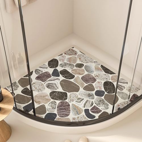 Duschmatte Dreieckig für Eckdusche, Duschmatte Dreieckig, Komfortabel Duschmatte Rutschfest Halbrund, PVC-Luffa Badematte Halbrund mit AblauflöChern Sicherheits, Schnell Trocknend,A,54x54cm(21x21inch) von EUPXRHY