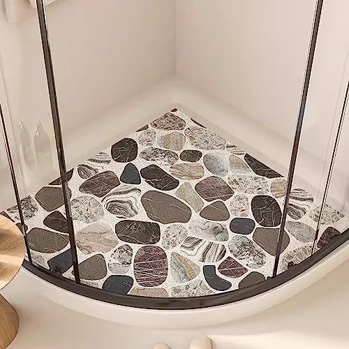 Dreieckige Duschmatte für Eckdusche, Komfortabel und Rutschfest, PVC-Luffa Badematte Halbrund Mit Ablauflöchern, Sicherheit und Schnell Trocknend, B, 54x54cm (21x21inch) von EUPXRHY