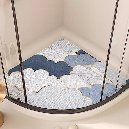 Dreieckige Duschmatte für Eckdusche, Komfortabel und Rutschfest, PVC-Luffa Badematte Halbrund Mit Ablauflöchern, Sicherheit, Schnell Trocknend, C, 54x54cm (21x21inch) von EUPXRHY