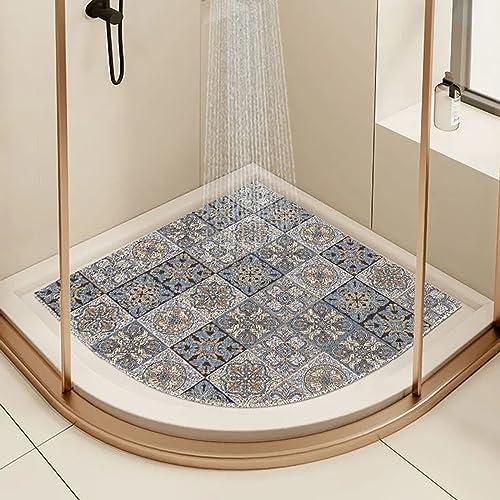 EUPXRHY Duschmatte Dreieckig für Eckdusche, Rutschfest, PVC-Luffa, Grau, 60x60cm von EUPXRHY