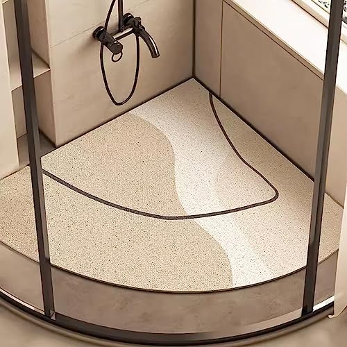 EUPXRHY Duschmatte Dreieckig für Eckdusche, Komfortabel Duschmatte rutschfest Halbrund, Schnell Trocknend PVC-Luffa Massage Badematte Halbrund mit AblauflöChern Sicherheits,D,65x65cm(26x26inch) von EUPXRHY