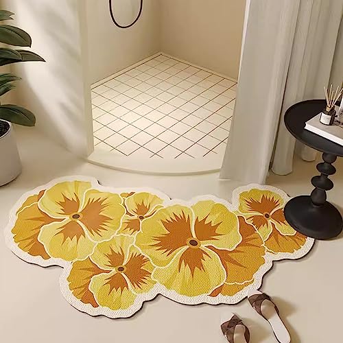 EUPXRHY Duschvorleger Halbrund, Gebogene Duschmatte Schnelltrocknend, Super Saugfähige Kieselgur Duschteppich rutschfest Waschbar, Badematte für Eckdusche, 50x100cm,Gelb EUPXRHY Duschvorleger Halbrund, Gebogene Duschmatte Schnelltrocknend, Super Saugfähige Kieselgur Duschteppich rutschfest Waschbar, Badematte für Eckdusche, 50x100cm,Gelb von EUPXRHY