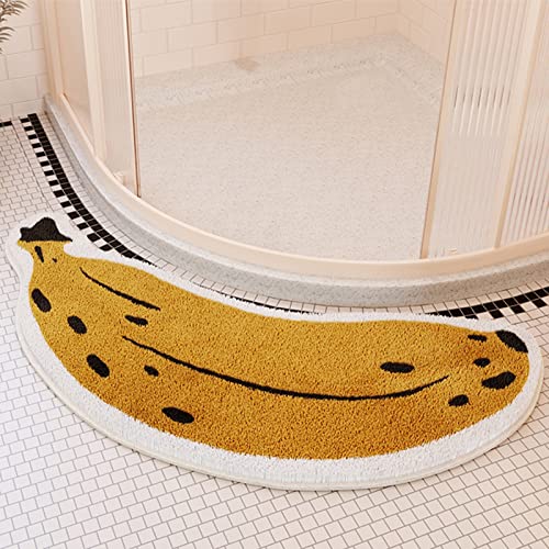 EUPXRHY Gebogene Duschmatte, Badvorleger Eckdusche Anti Rutsch Super Saugfähig Duschmatte Halbrund, Weich Duschmatte Viertelkreis in Bananenform, Maschinenwaschbar, 45x100cm von EUPXRHY