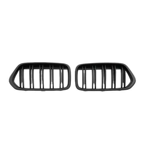 EUQIXMR Auto Frontgrill Chrom Silber Diamonds Style Glänzend Schwarze Doppellamellen Frontgrills Zubehör Obere Kühlergrills Für B&MW X2 F39 2018–2021(Doppelt Mattschwarz) von EUQIXMR