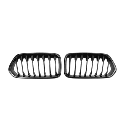 EUQIXMR Auto Frontgrill Chrom Silber Diamonds Style Glänzend Schwarze Doppellamellen Frontgrills Zubehör Obere Kühlergrills Für B&MW X2 F39 2018–2021(Einzeln-Glänzend Schwarz) von EUQIXMR