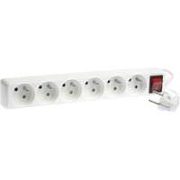 6-fach Steckdosenleiste 2P+T 16A - H05VV-F 3G1mm² - 1 Meter - Weiß mit Schalter von EUR OHM