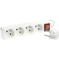 Steckdosenleiste 4x 2P+T 16A - H05VV-F 3G1mm² - 1 Meter - Weiß mit Schalter von EUR OHM