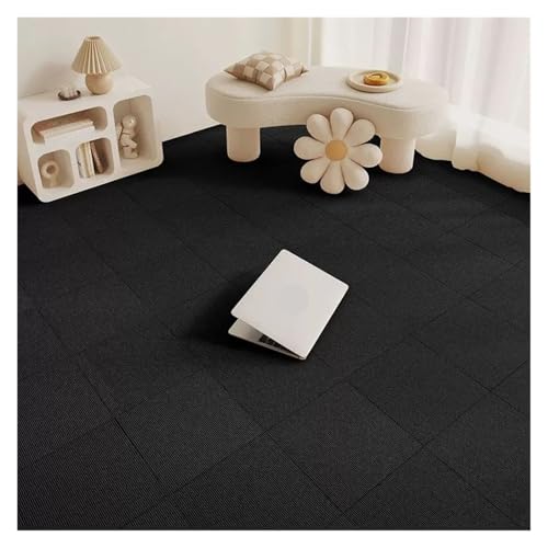 Selbstklebender Teppich 1-30PCS Self Adhesive Carpet Tile Easy Peel Stick Soundproof Office Floor 30PCS Sticker Square Mat(BLACK,30x30cm 6pcs) von EURDFHY