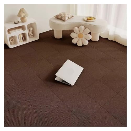 Selbstklebender Teppich 1-30PCS Self Adhesive Carpet Tile Easy Peel Stick Soundproof Office Floor 30PCS Sticker Square Mat(Brown,30x30cm 24pcs) von EURDFHY