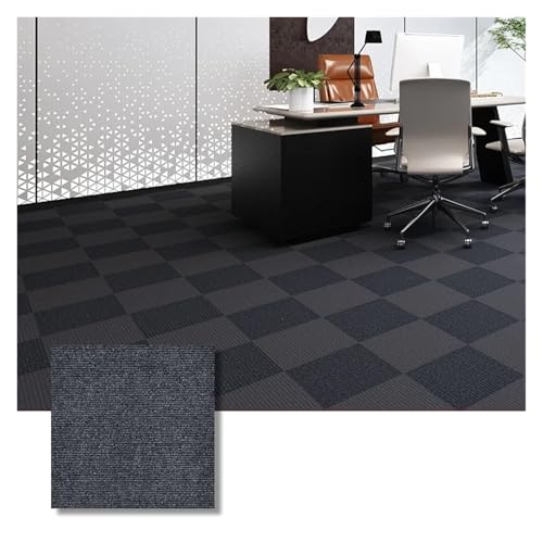 Selbstklebender Teppich 1-30PCS Self Adhesive Carpet Tile Easy Peel Stick Soundproof Office Floor 30PCS Sticker Square Mat(Dark grey A gray,30x30cm 24pcs) von EURDFHY