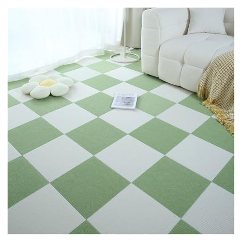 Selbstklebender Teppich 1-32PCS Self Adhesive Carpet Tile Peel Stick Soundproof Office Floor Sticker Splicing Square Mat(Green and white,30x30cm 24pcs) von EURDFHY