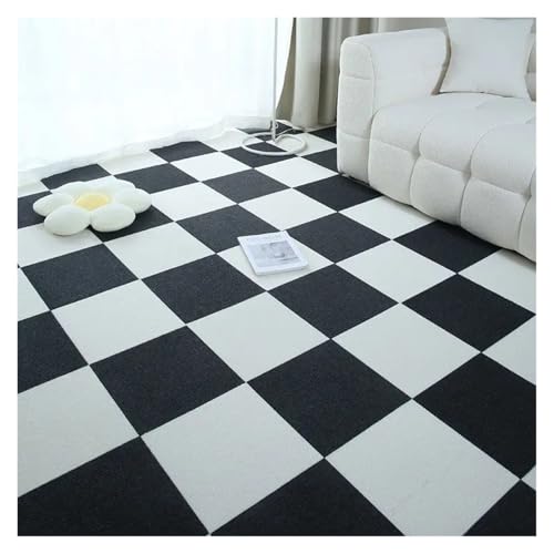 Selbstklebender Teppich 1-32PCS Self Adhesive Carpet Tile Peel Stick Soundproof Office Floor Sticker Splicing Square Mat(White and Black,30x30cm 10pcs) von EURDFHY