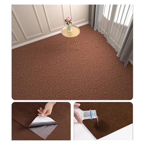 Selbstklebender Teppich Self Adhesive Carpet Floor Tiles Sticker DIY Cat Scratch Couch Furniture Protector Square Rugs Peel and Stick Mat for Home 30cm(Brown) von EURDFHY