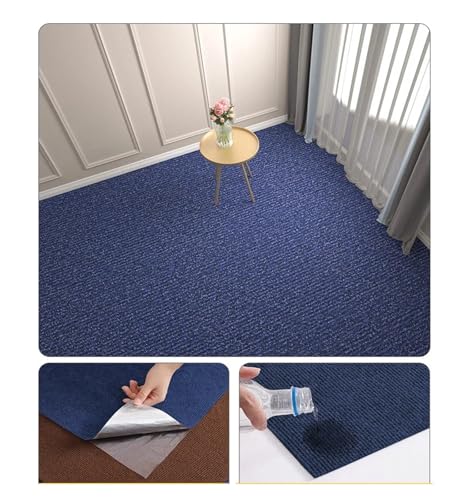 Selbstklebender Teppich Self Adhesive Carpet Floor Tiles Sticker DIY Cat Scratch Couch Furniture Protector Square Rugs Peel and Stick Mat for Home 30cm(Deep blue) von EURDFHY