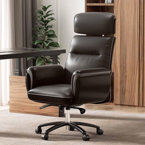 EUREKA ERGONOMIC Chefsessel Bürostuhl mit 130° verstellbarer Kopfstütze & Höhe, Computer-Schreibtischstuhl mit bequemem Kissen, hohe Rückenlehne, Drehstuhl für Zuhause, Schwarz von EUREKA ERGONOMIC