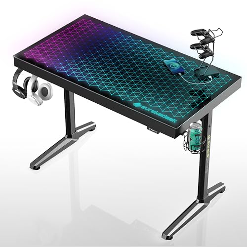 EUREKA ERGONOMIC Gaming Tisch mit RGB 110cm Gaming Schreibtisch Glass Gamer Computertisch mit Music Reactive RGB LED-Beleuchtung via App-Steuerung EUREKA ERGONOMIC Gaming Tisch mit RGB 110cm Gaming Schreibtisch Glass Gamer Computertisch mit Music Reactive RGB LED-Beleuchtung via App-Steuerung von EUREKA ERGONOMIC
