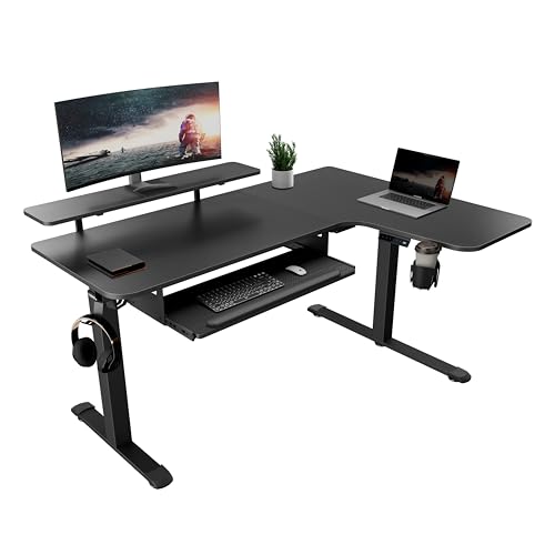 EUREKA ERGONOMIC Höhenverstellbarer Schreibtisch 155x110 cm Großer Eckschreibtisch Höhenverstellbar Schreibtisch Höhenverstellbar Elektrisch L Form mit Tastaturablage, LED Monitorständer EUREKA ERGONOMIC Höhenverstellbarer Schreibtisch 155x110 cm Großer Eckschreibtisch Höhenverstellbar Schreibtisch Höhenverstellbar Elektrisch L Form mit Tastaturablage, LED Monitorständer von EUREKA ERGONOMIC