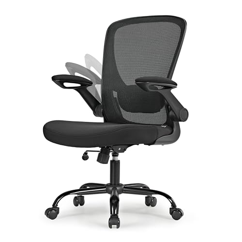 EUREKA ERGONOMIC Bürostuhl Ergonomisch Schreibtischstuhl aus Mesh mit Klappbaren Armlehnen Computerstuhl mit Verstellbarer Lendenwirbelstütze Chefsessel Bürostuhl von EUREKA ERGONOMIC