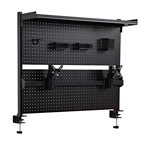 EUREKA ERGONOMIC Schreibtisch Stecktafel, Stahl Stecktafel mit Dual Monitor Ständer, Computertisch Zubehör für Büro, 4 Zubehörteile, modular aufhängbar, 110 x 29 x 86,8 cm, Schwarz von EUREKA ERGONOMIC