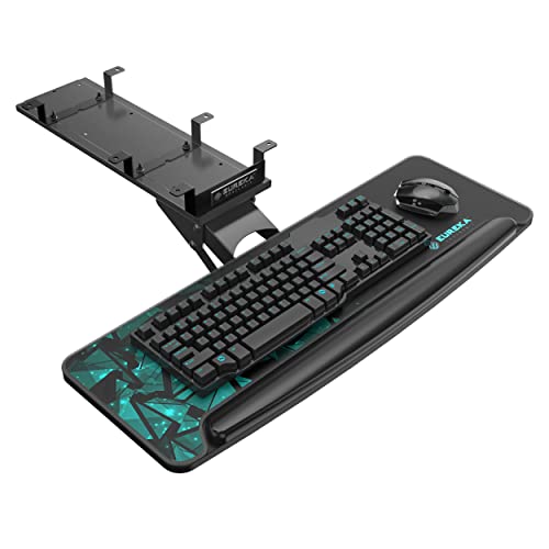 EUREKA ERGONOMIC Tastaturablage, Schreibtisch Zubehör Unter dem Schreibtisch Ausziehbar, Verstellbar Tastaturhalterung Schwenkba, 71 * 25cm, mit Mauspad für Gaming Home Office Schreibtisch von EUREKA ERGONOMIC