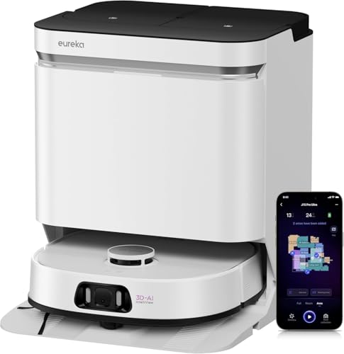 EUREKA J15 Pro Ultra Saug- & Wischroboter + All-in-One-Station (Selbstreinigung, 16200Pa, LDS Navigation, Hinderniserkennung, Anti-Haarverhedderung, ideal gegen Tierhaare, App- & Sprachsteuerung) von EUREKA