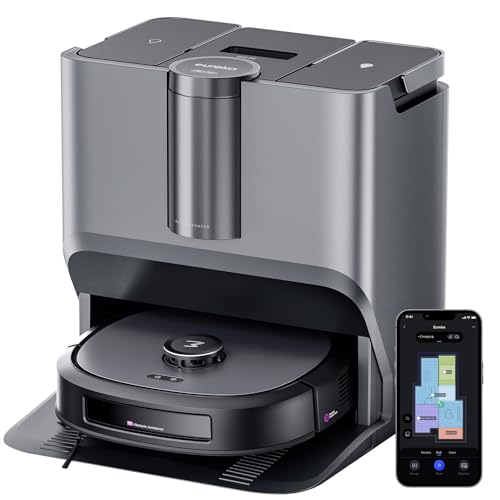 EUREKA J20 DE Saug- &Wischroboter + All-in-One-Station (Always Clean Mopp, KI-3D-Hindernisvermeidung, intelligente Haustierumgehung, 8000Pa, Auto Teppicherkennung, App- & Sprachsteuerung) schwarz von EUREKA