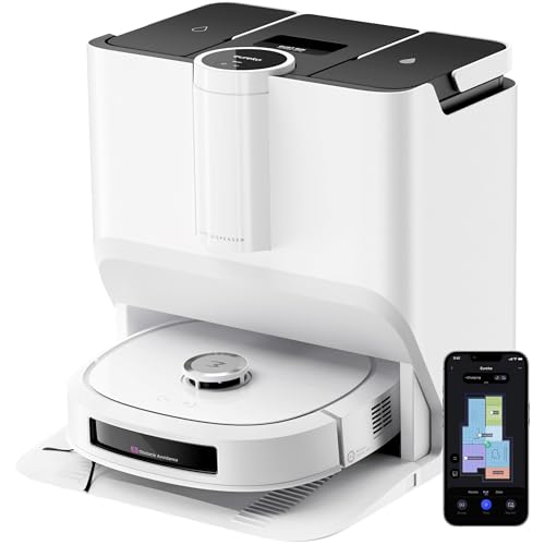 EUREKA J20 Roboterstaubsauger mit Kartierung, Raupenwischmopp 8000Pa, 3D-Hinderniserkennung, selbstreinigende Station, 45 °C, Heißlufttrocknung, 6000 mAh, Sprachsteuerung/Google/Alexa von EUREKA