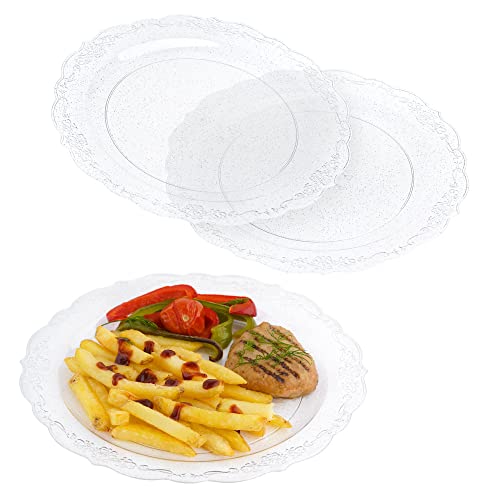 EURO CLASSIC Partyteller aus Kunststoff, glitzernd, silberfarben, 26 cm, ideal für Hochzeiten, Buffets, Picknicks und mehr, 25,4 cm Teller, 10 Stück von EURO CLASSIC