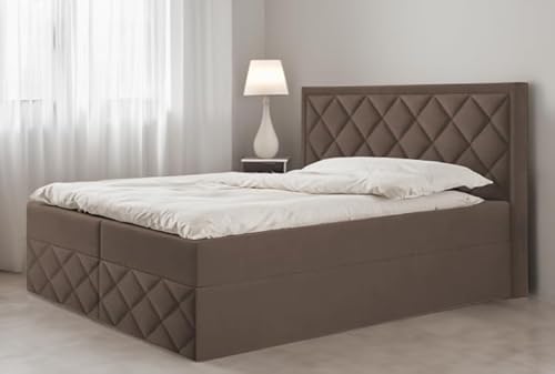 EURO-MOEBEL Bett Doppelbett Boxspringbett DORI 3 mit Topper T25 + 2 Bettkästen, H3 (Braun: ITAKA 20, 120 x 200 cm) von EURO-MOEBEL