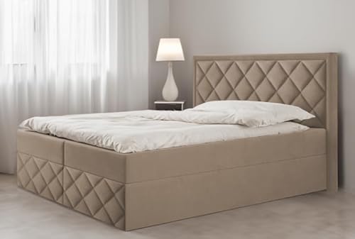 EURO-MOEBEL Bett Doppelbett Boxspringbett DORI 3 mit Topper Visco + 2 Bettkästen, H3 (Cappuccino: ITAKA 48, 120 x 200 cm) von EURO-MOEBEL