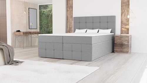 Bett Doppelbett Boxspringbett FARO mit Topper Visco + 2 Bettkästen, H3 (Dunkelgrau: 24, 160 x 200 cm) von EURO-MOEBEL