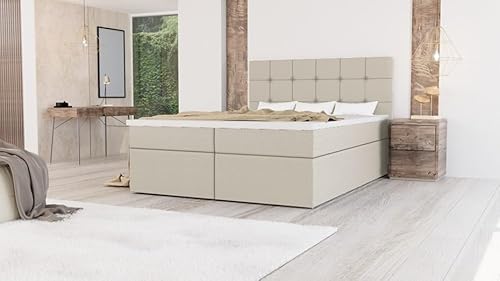 EURO-MOEBEL Bett Doppelbett Boxspringbett FARO ohne Topper + 2 Bettkästen, H3 (Braun : Aura 04, 120 x 200 cm) von EURO-MOEBEL