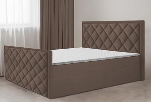 EURO-MOEBEL Bett Doppelbett Boxspringbett Fußteil DORI 2 mit Bonell-Matratze,ohne Topper+2 Bettkästen,H3 (Braun: ITAKA 20, 180 x 200 cm) von EURO-MOEBEL