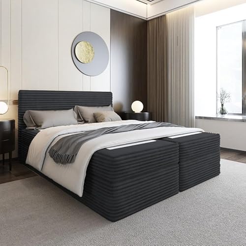 EURO-MOEBEL Bett Doppelbett Boxspringbett SENO ohne Topper + 2 Bettkästen, H3 (TILIA 100, 200 x 200 cm) von EURO-MOEBEL