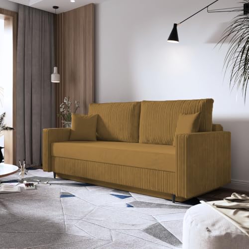 EURO-MOEBEL Schlafsofa Marino - Sofa mit Bettkasten Couch mit Schlaffunktion Bettsofa (Cappuccino - POSO 01) von EURO-MOEBEL
