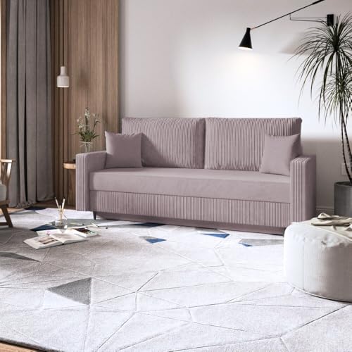 EURO-MOEBEL Schlafsofa Marino - Sofa mit Bettkasten Couch mit Schlaffunktion Bettsofa (Rosa - POSO 27) von EURO-MOEBEL