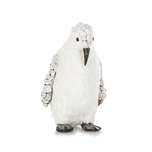 EUROCINSA Pinguin weiß aus Bast glänzend mit Zapfeneinsätzen 18 Øx27 cm 2 Stück, Einheitsgröße von EUROCINSA