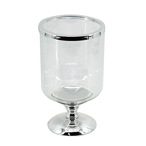 EUROCINSA Ref. 19147 Teelichtglas mit silberfarbenem Metallsockel Ø 15,2 x 25,5 cm. 1 Stück, Metall/Glas, Silber, Einheitsgröße von EUROCINSA