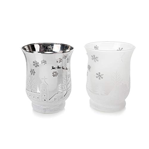 EUROCINSA Ref. 29033 Set aus 6 Gläsern mit mattem und metallischem Finish mit weihnachtlichen Motiven 9 Øx11 cm 1 Set, Aluminium/Weiß, Einheitsgröße von EUROCINSA