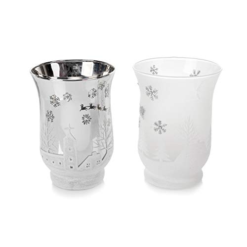 EUROCINSA Ref. 29034 Set mit 6 Gläsern aus Glas, matt und metallisch mit Weihnachtsmotiven, 11 Øx15 cm. 1 Set, Aluminium/Weiß, Einheitsgröße von EUROCINSA