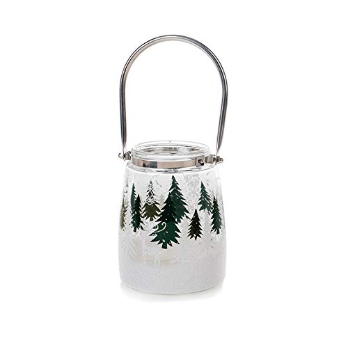 EUROCINSA Ref. 29043 Teelichthalter aus Glas mit Weihnachtsmotiven 12 Øx16 cm 1 Set, weiß, Einheitsgröße von EUROCINSA