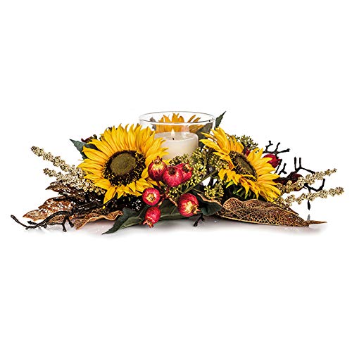 EUROCINSA Ref.13083C10 Kerzenhalter Sonnenblumen, Box mit 2 Stück, gelb, 40 cm von EUROCINSA